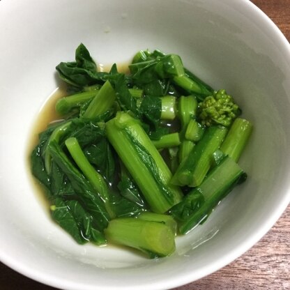 食べかけの写真ですみません(^^;)
今朝取れたばかりの、冬菜で作りました。菜っ葉の甘みと、辛味がちょうど良かったです！ごちそうさまでした。